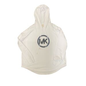 Michael Kors White Black Logo Long Sleeve Oversized Hoodie Sz L